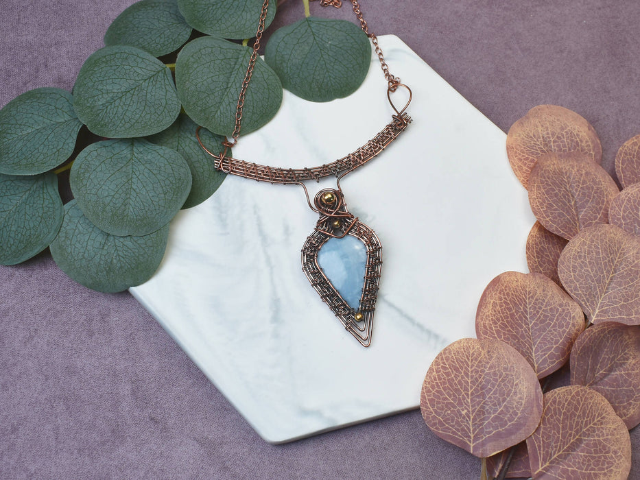 Wire Wrapped Copper Necklace with Owyhee Opal