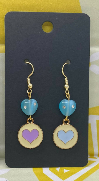 Pastel Heart Earrings with Glass Beads