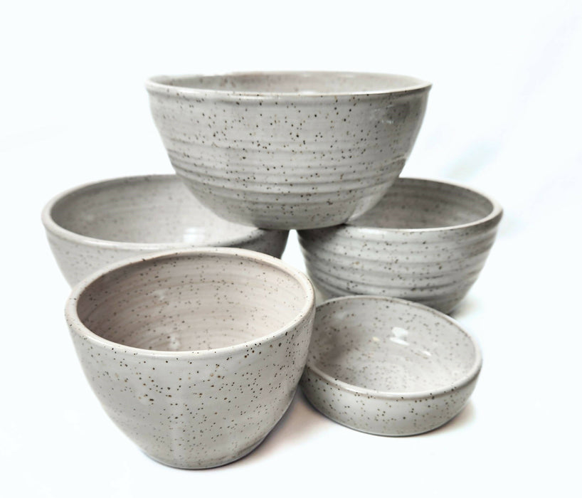 Speckled White Pottery Bowls - ceramic bowls