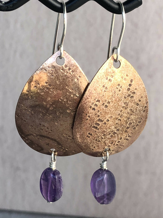 Bronze Teardrops w/ Amethyst or Garnet