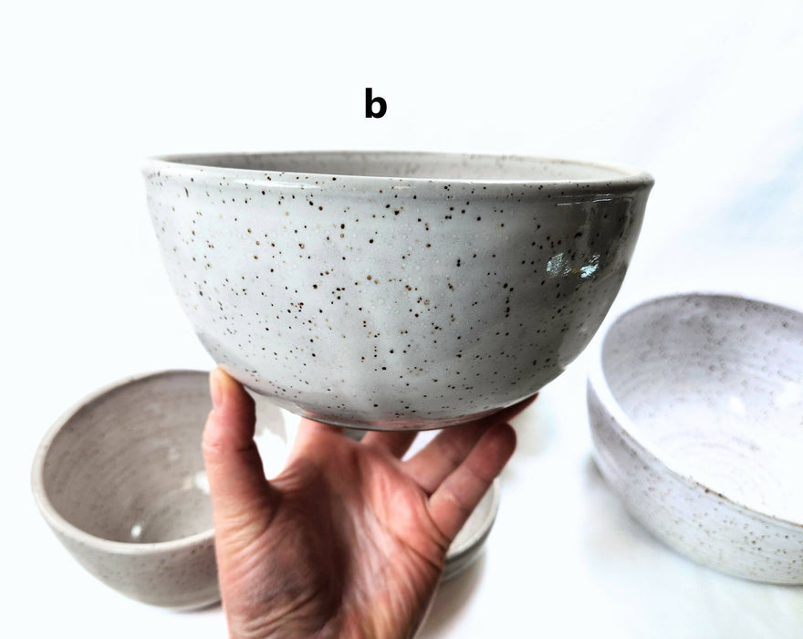 Speckled White Pottery Bowls - ceramic bowls