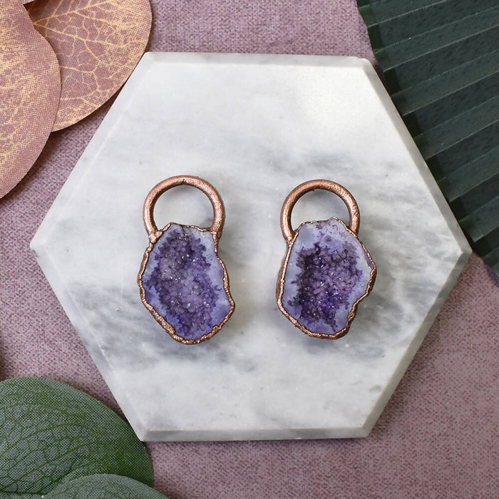 Purple Druzy Copper Pendant