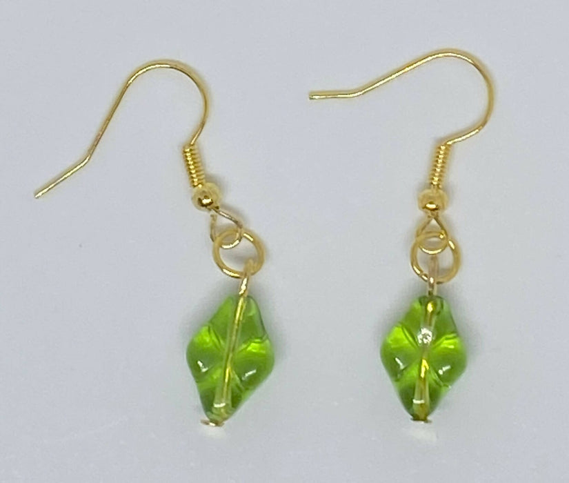 Plumbob Inspired Green Czech Glass Earrings