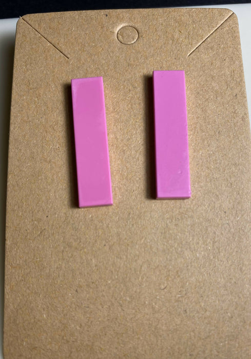 Pink Rectangle Earrings