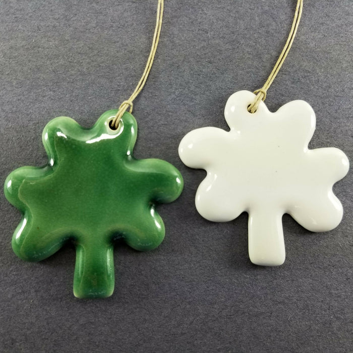 Shamrock St. Patrick's Day Ornament - Pottery Shamrock Ornament