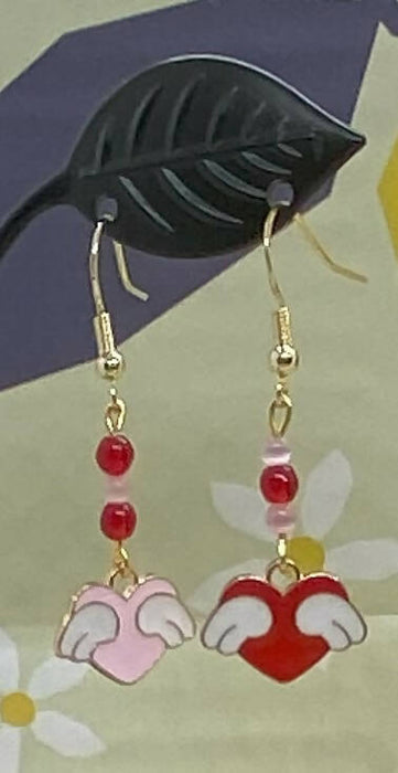 Heart Earrings - Enamel and Glass