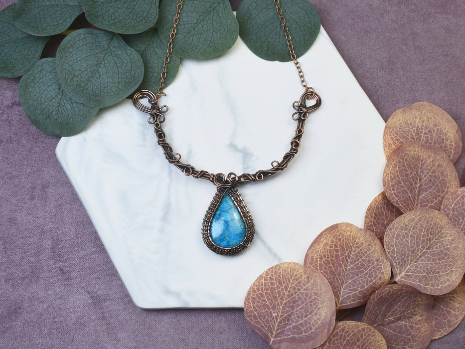 Wire Wrapped Copper Necklace with Turquoise