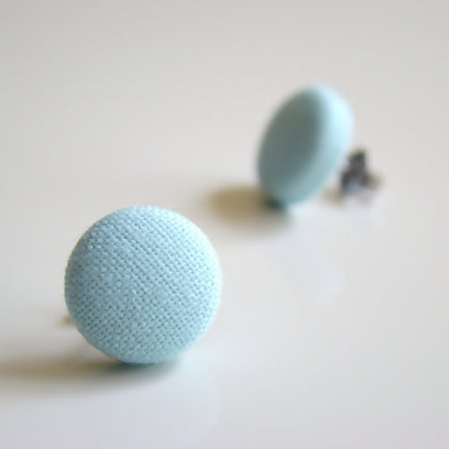 100% Cotton Fabric Cover Button Post Earrings